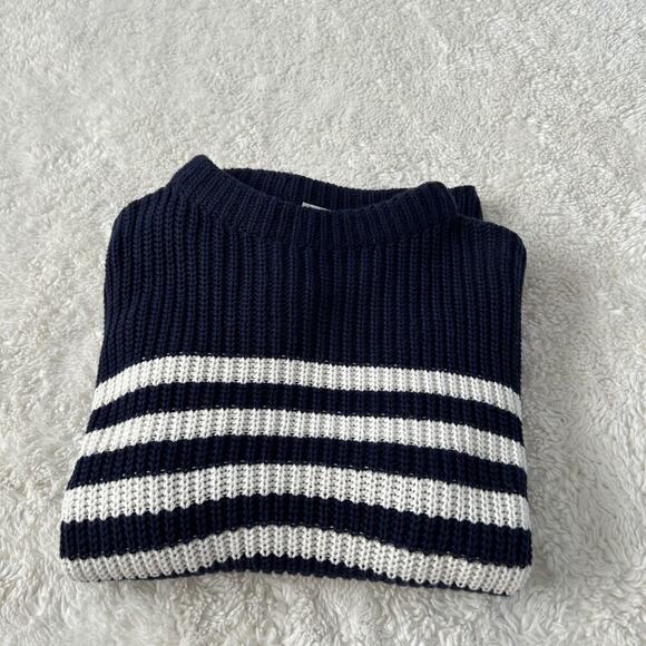 GAP Sweaters - Gap Womens XXL Navy Cotton Striped Knit Sweater Preppy Costal Grandma Lake House